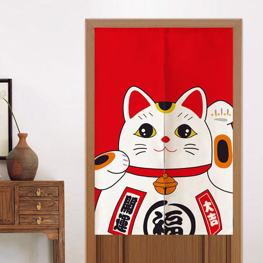 Red Lucky Cat Door Curtain