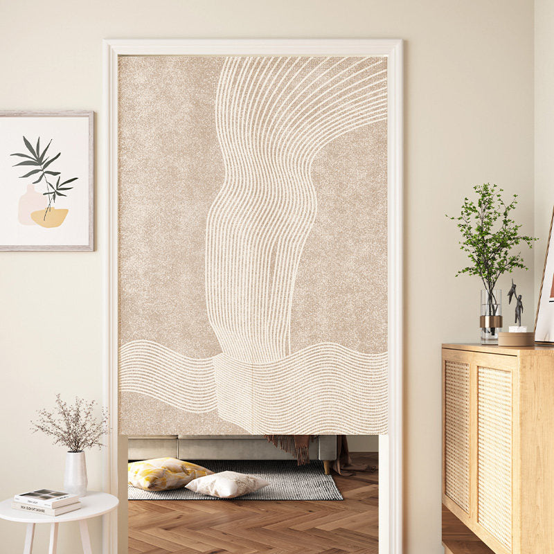 Japanese Traditional Minimalist Pink Lotus Flower & Swimming Fish Ping An Calligraphy Doorway Curtain Noren Zen Room Divider