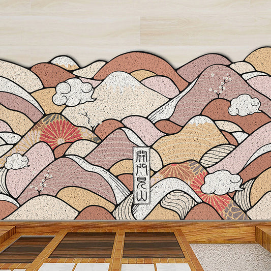Japanese Style Pink Mountain Entrance Door Mat