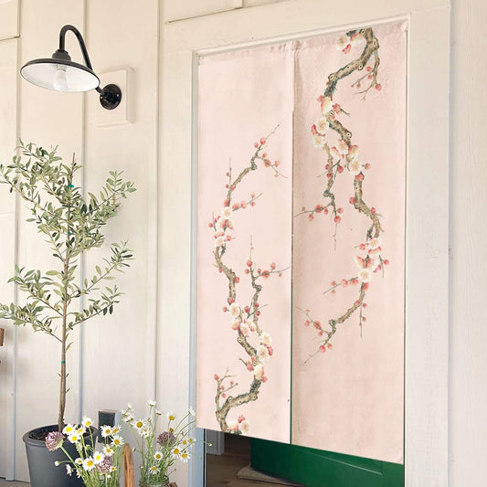 Pink Plum Blossom Noren Doorway Curtain