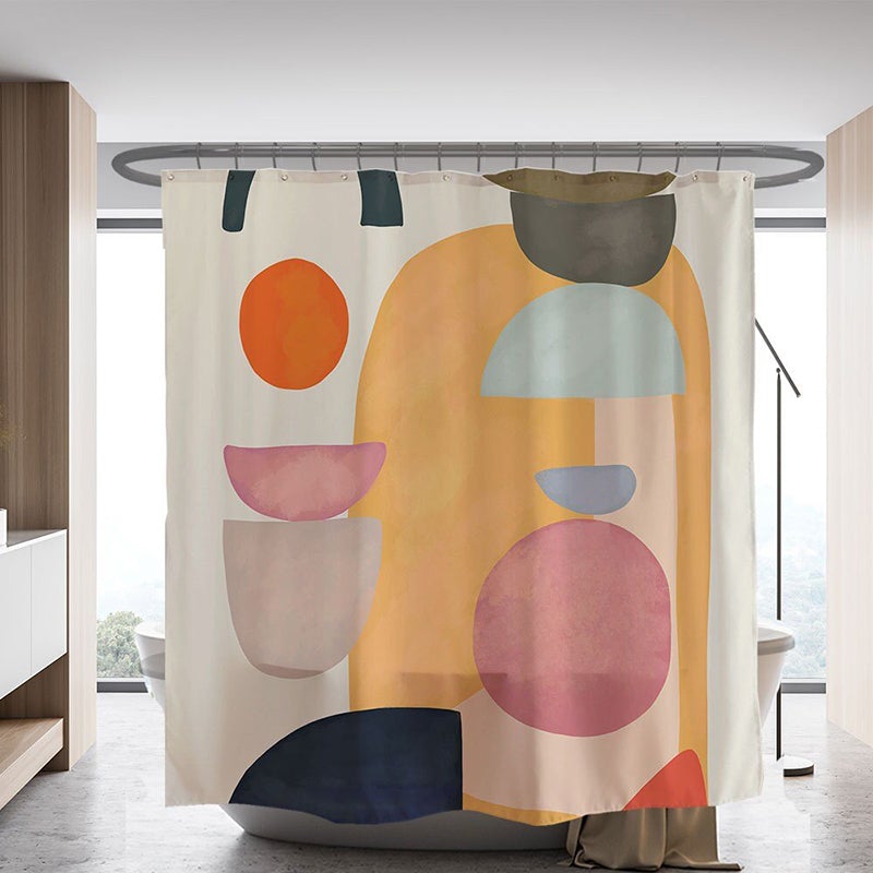 Abstract Art Scene Shower Curtain - Boho Geometric Waterproof Bath Curtain with Hooks | Extra Long Customized Shower Curtain