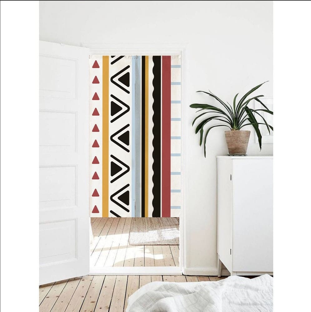 Colourful Abstract Tribal Art Print Doorway Curtain Noren image 0