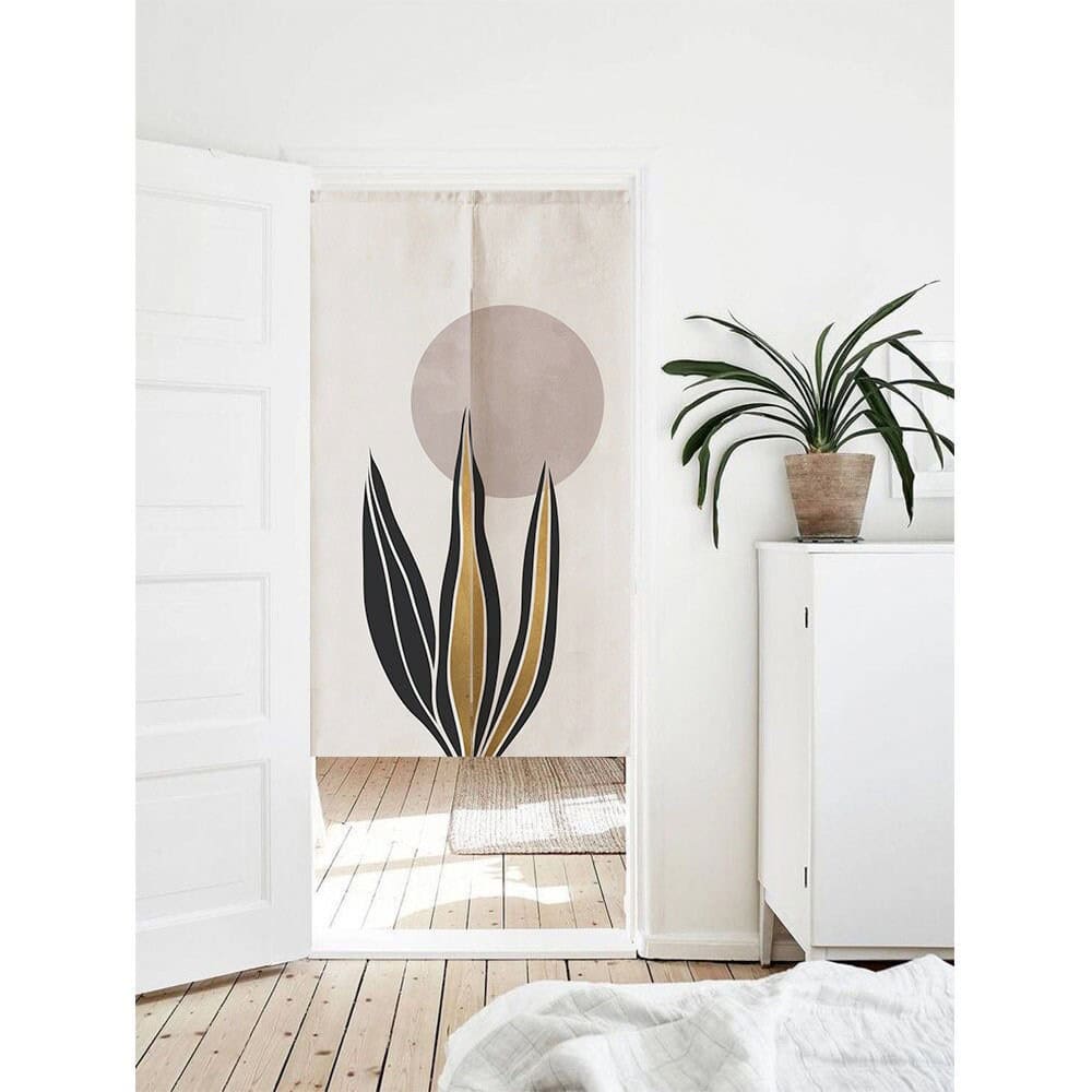 Hand Drawn Pastel Color Snake Plant Doorway Noren Curtain image 0