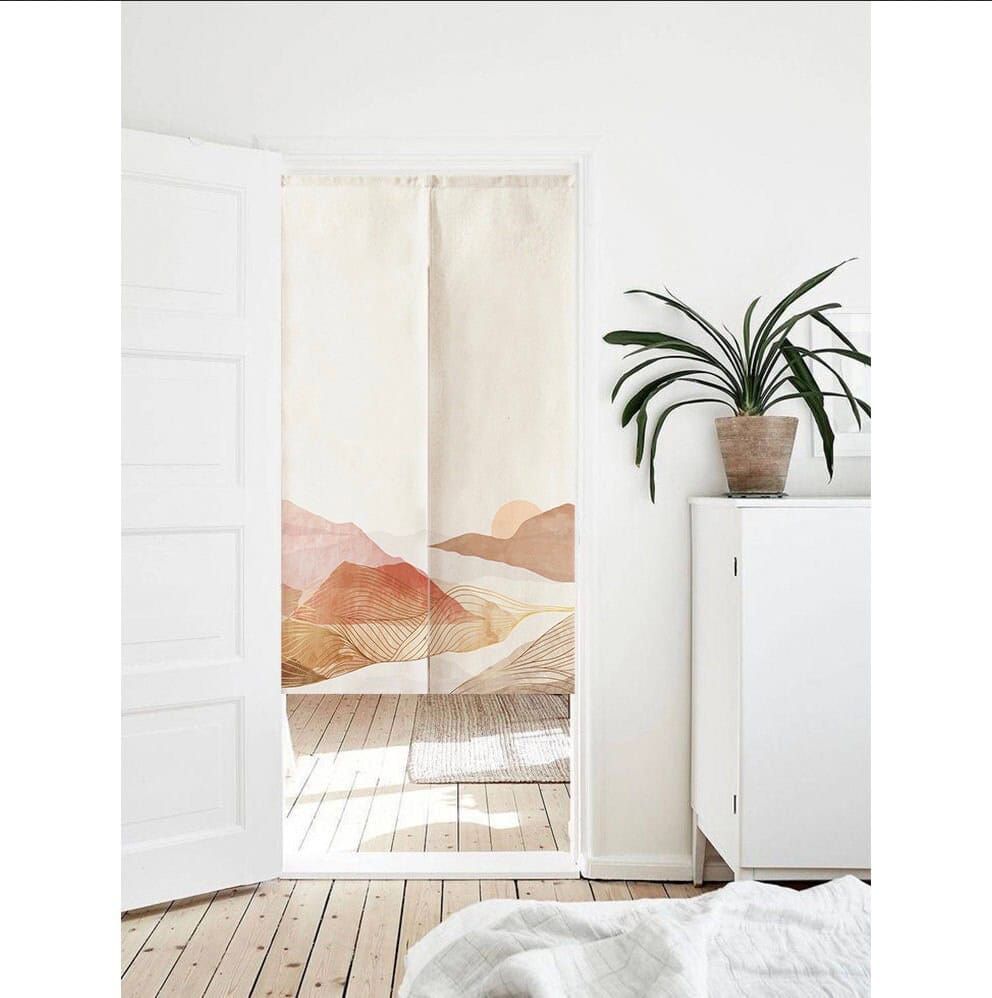 Bright orange pattern Doorway Curtain Noren image 0