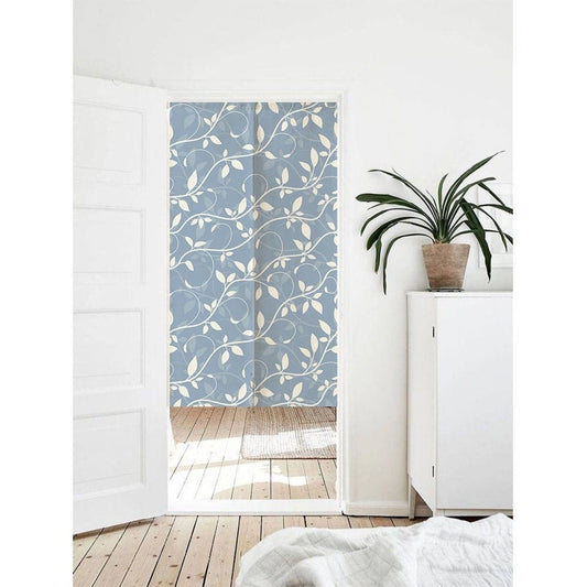 Blue White Floral Art Print Doorway Curtain Noren image 0