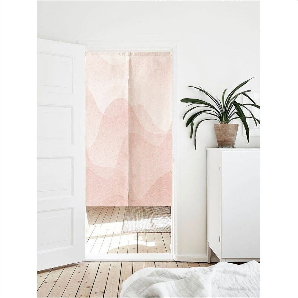 Gradient Pink Wavy Art Print Doorway Curtain Noren image 0
