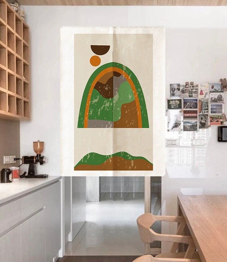Abstract Landscape Green Art Doorway Curtain Noren image 0