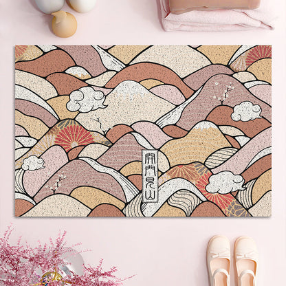 Japanese Style Pink Mountain Entrance Door Mat