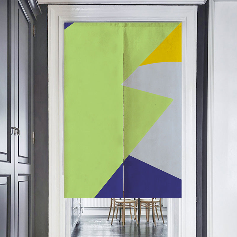 Green Blue Yellow Gray Pattern Door Curtain