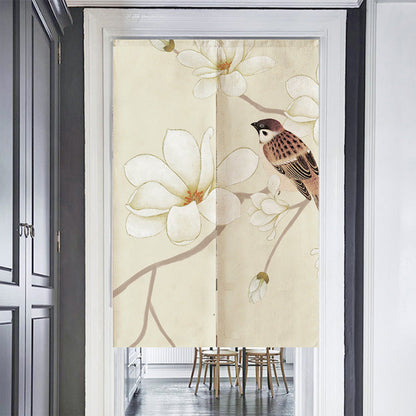 Sparrow Magnolia Flower Door Curtain