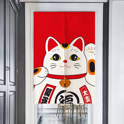 Red Lucky Cat Door Curtain