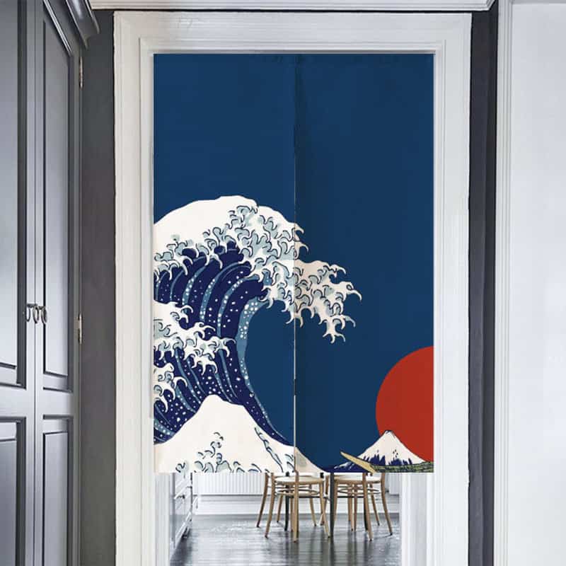 Waves and the Sun Ukiyoe Kanagawa Door Curtain image 1