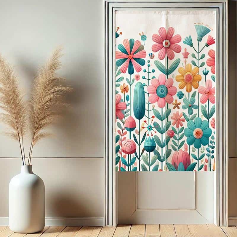 Flowers Noren Japanese Door Curtain image 1
