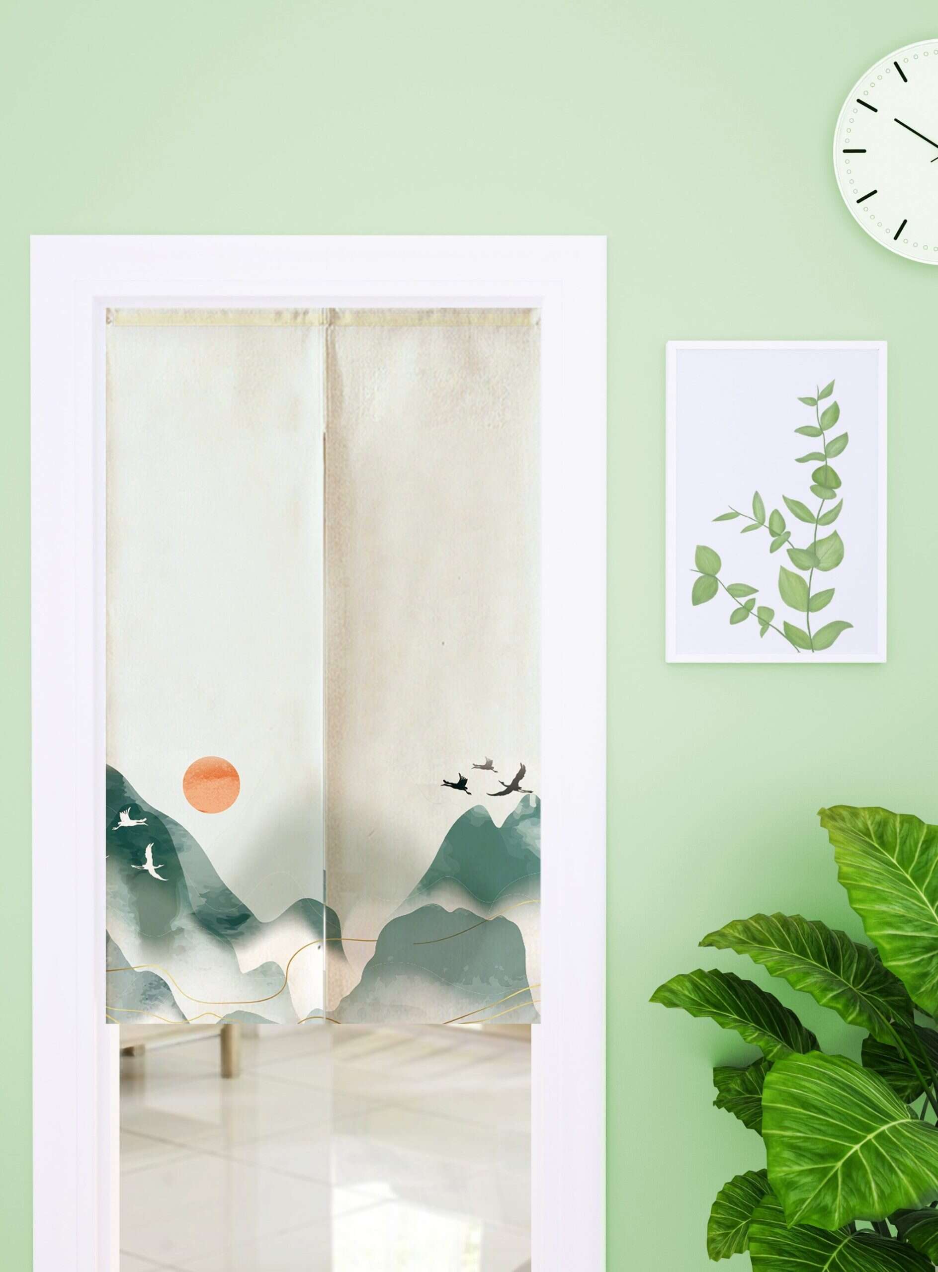 Oriental Inking Art Inspired Doorway Noren Curtain image 0