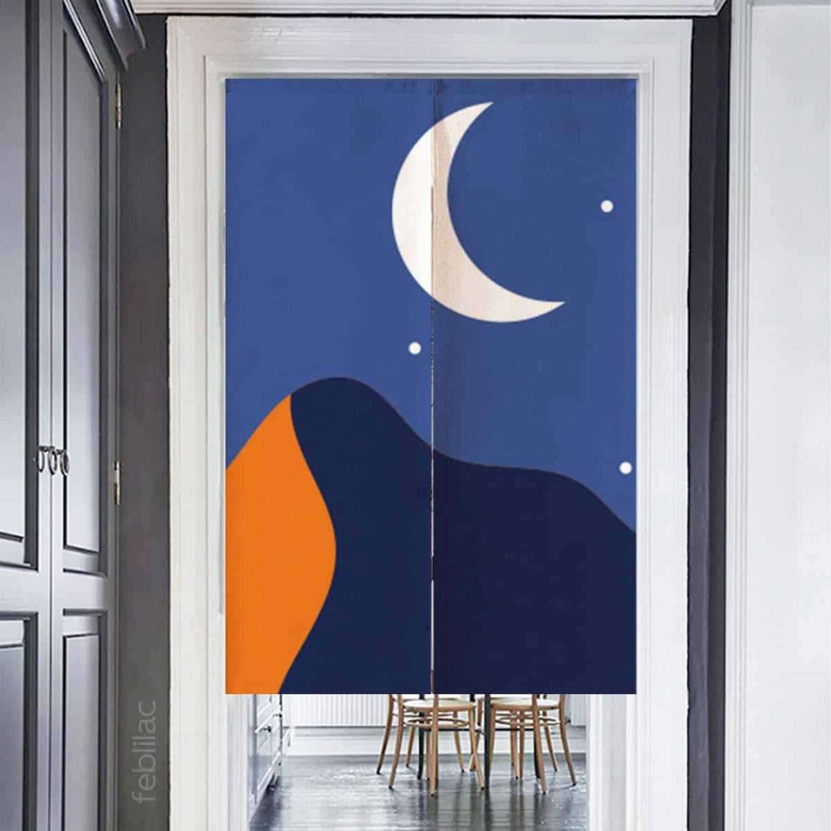 Stars Moon and Mountains Door Curtain image 1