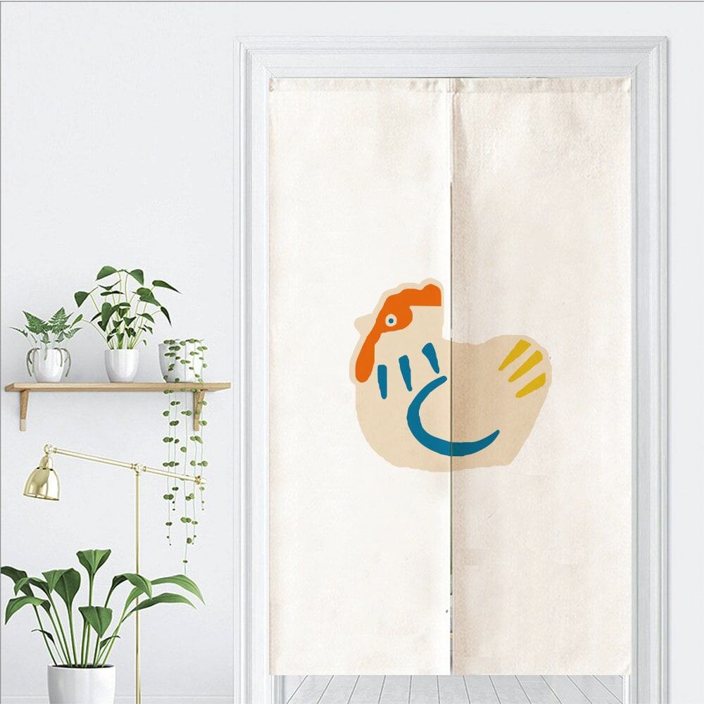 Aesthetic Hand Draw Cute Catoon Art Print Doorway Curtain Noren image 1