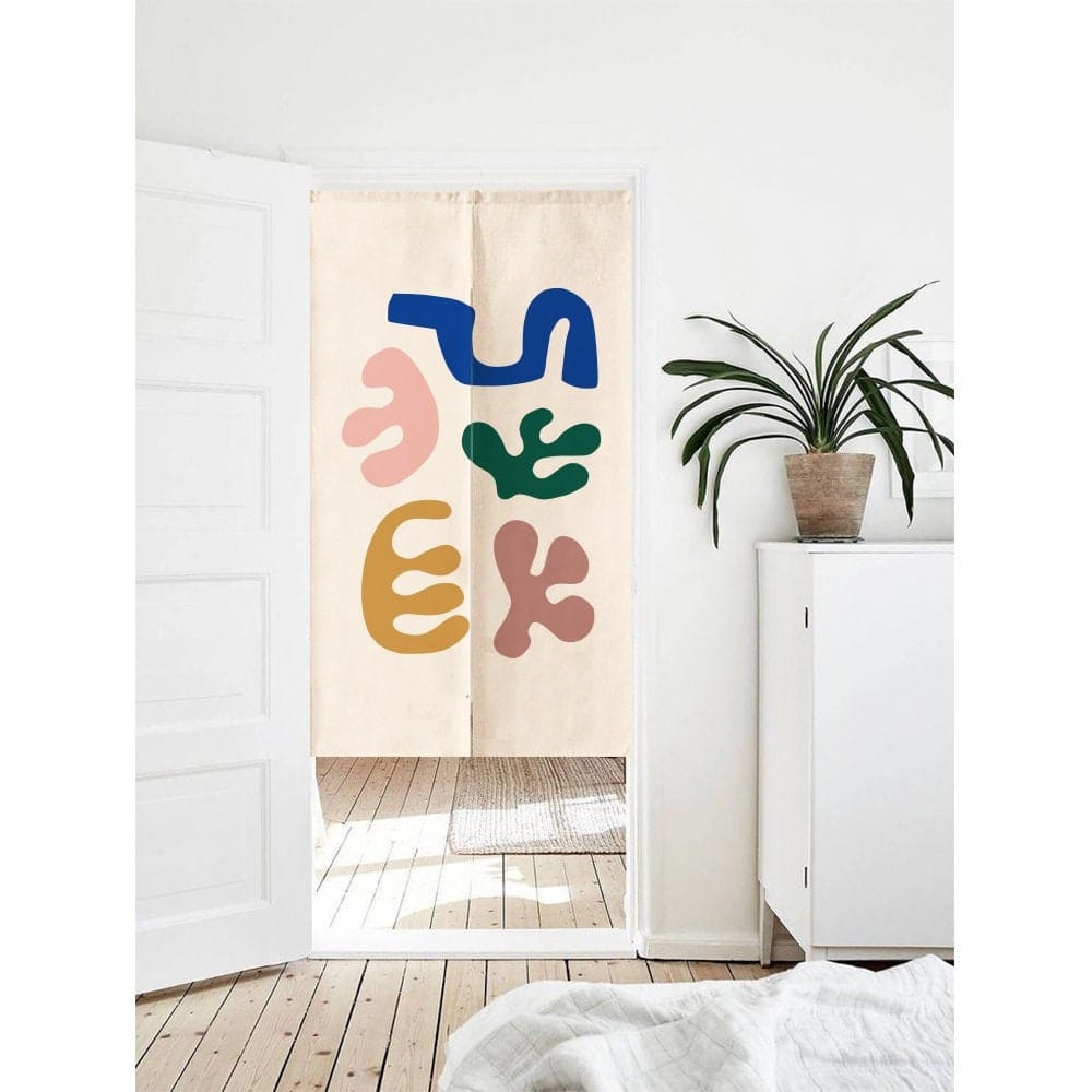 Matisse Inspired Abstract Art Illustration Doorway Entrance Curtain Noren image 0