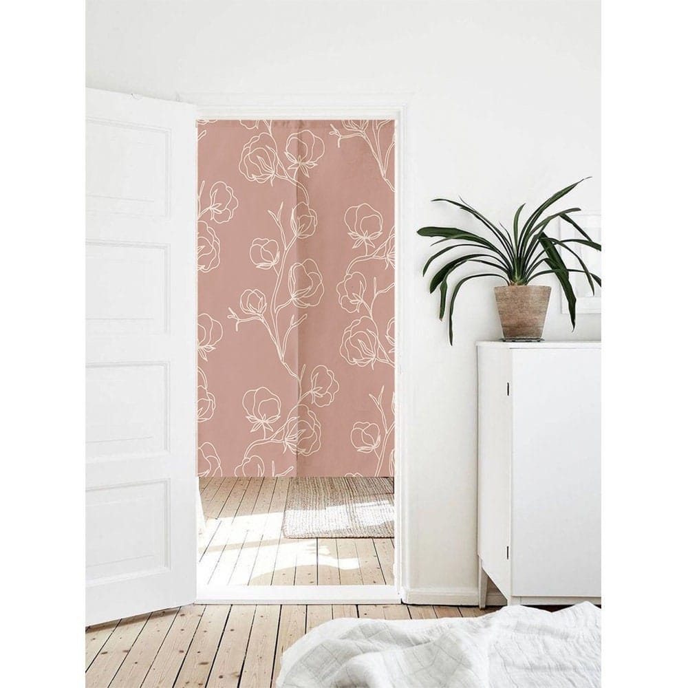 Rusty Pink Roses Line Art Print Doorway Curtain image 0