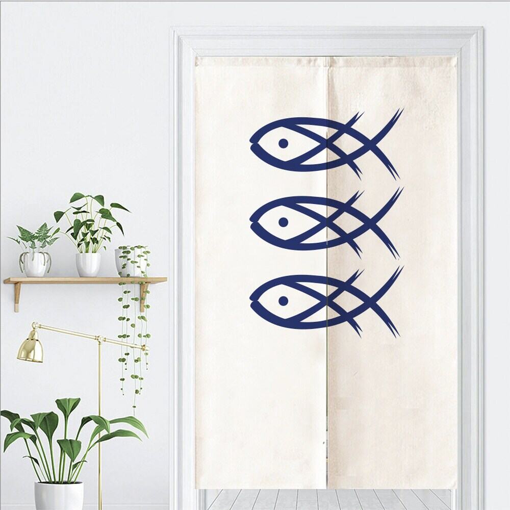Oriental Japanese Fish Art Print Doorway Curtain Noren image 1
