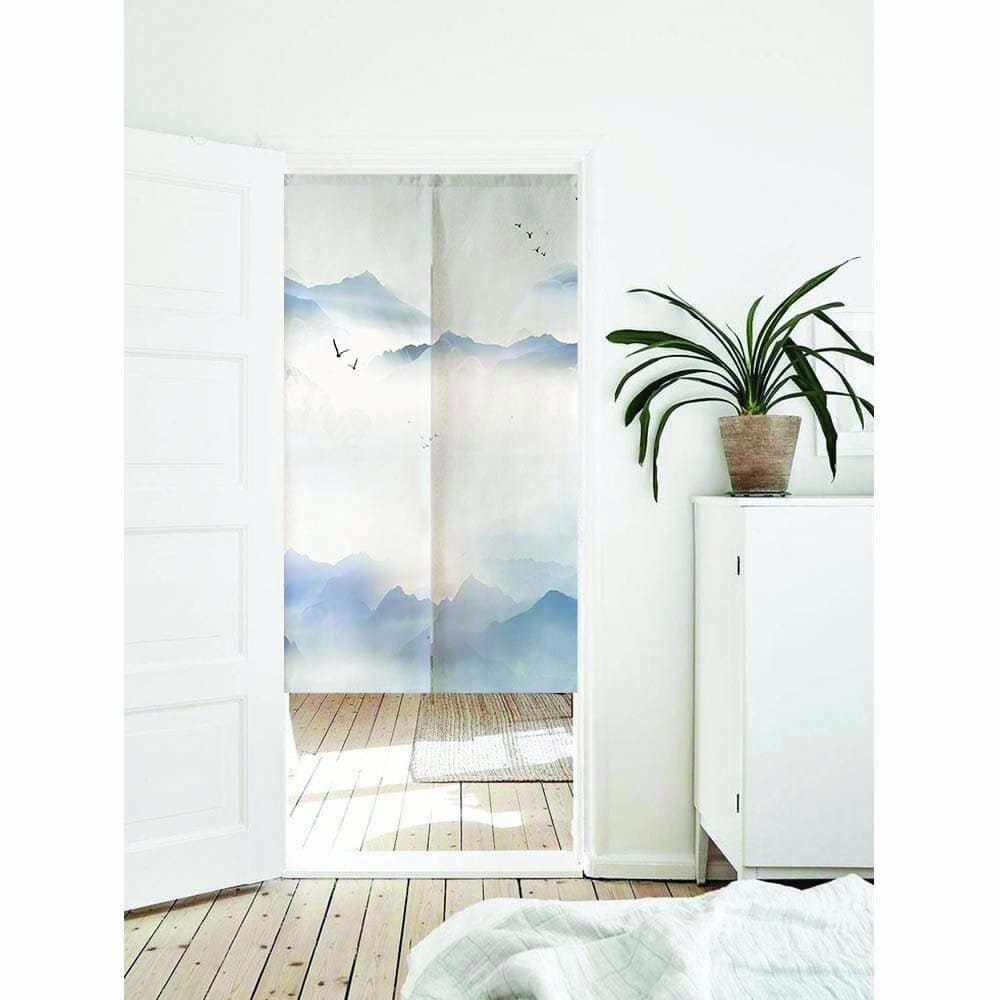Blue Ink Painting Doorway Noren Curtain image 0