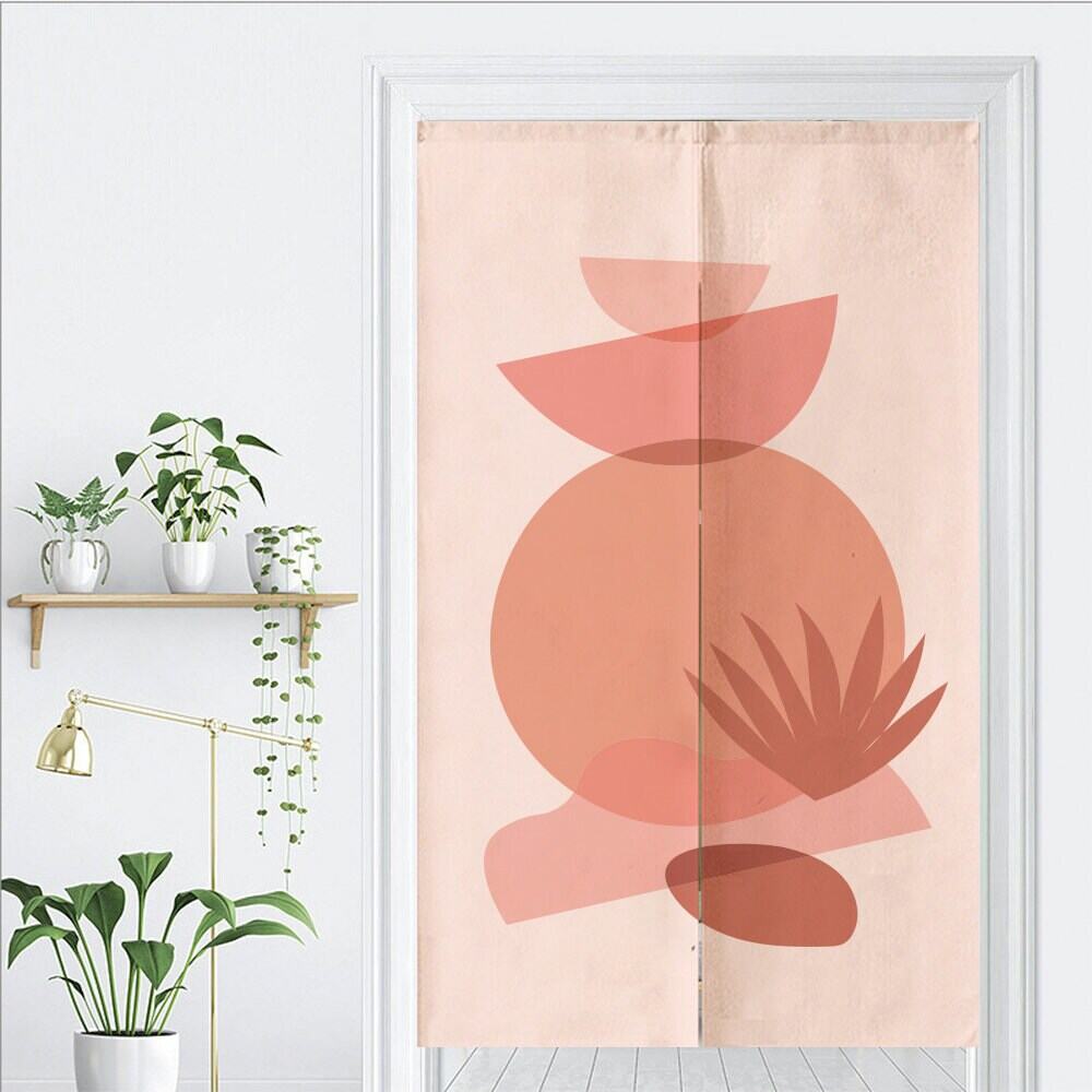 Combination of orange circles and semicircles Doorway Curtain Noren image 1