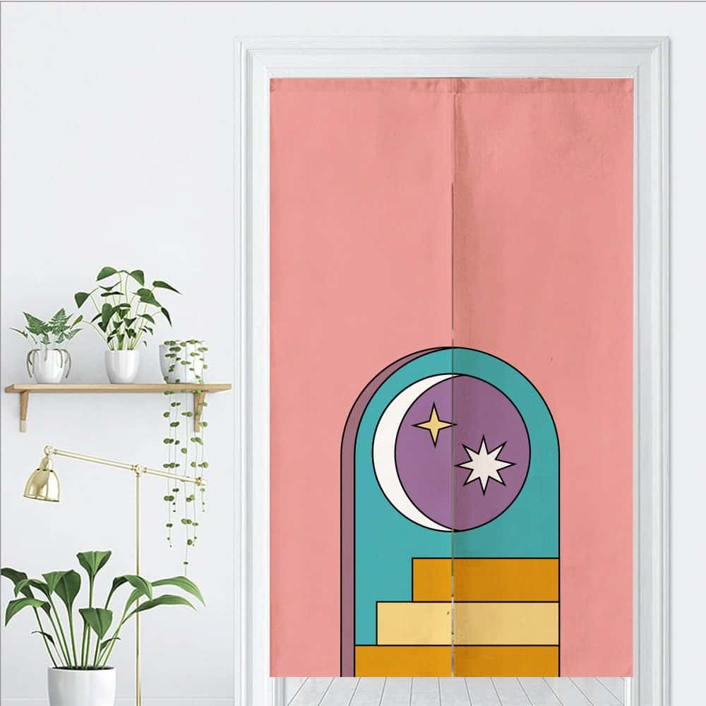 Aesthetic Abstract Moon Art Doorway Curtain Noren image 1