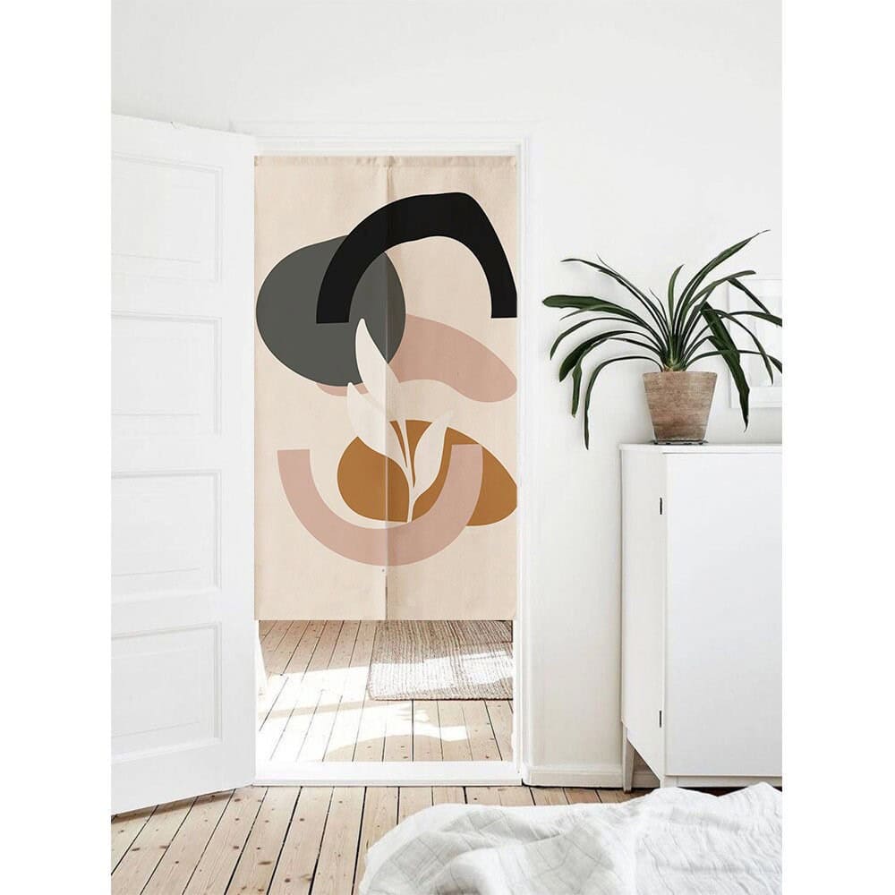 Hand Drawn Pastel Abstract Art Print Doorway Curtain Noren image 0