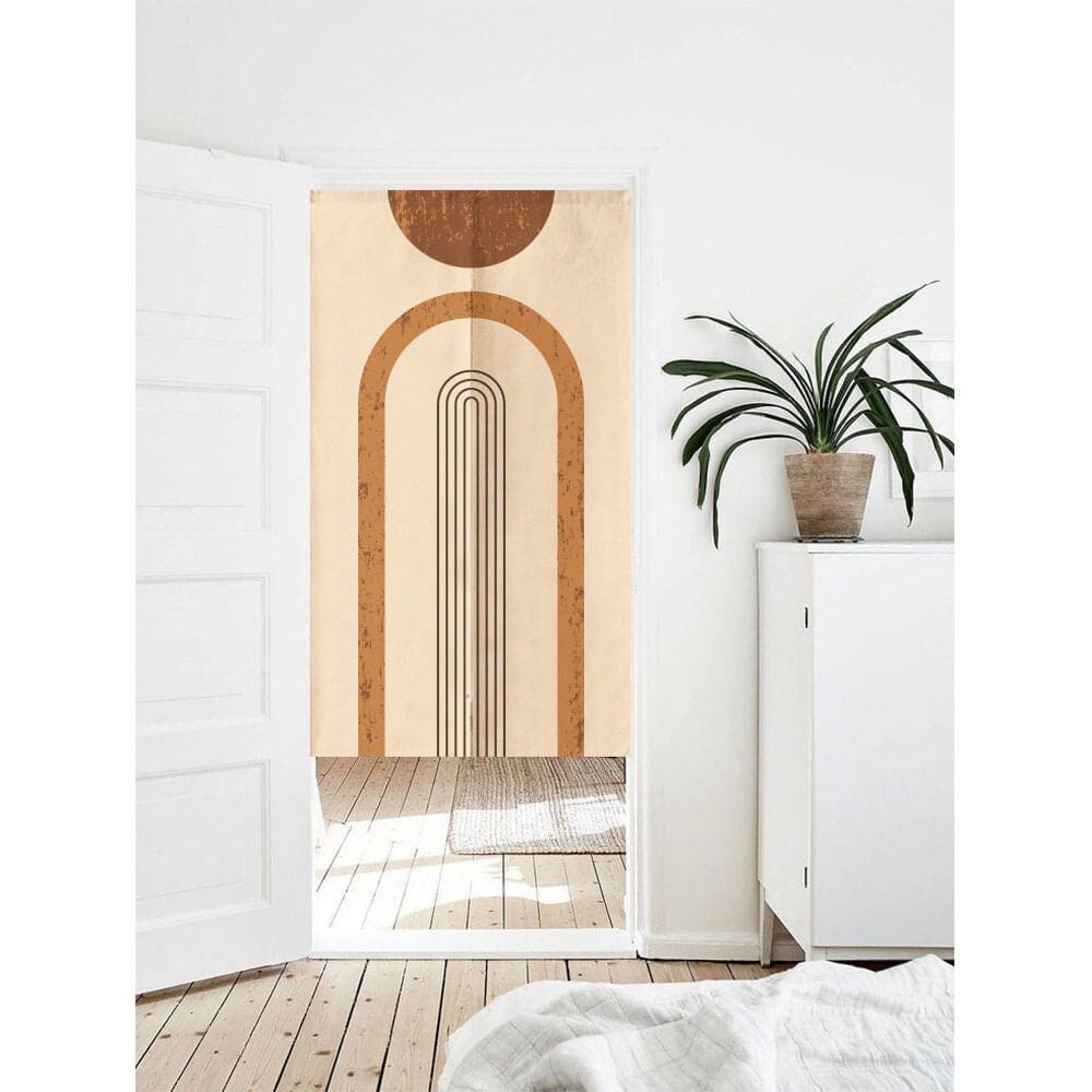 Simple Geometric Arch Shape Lines Art Doorway Noren Curtain image 0