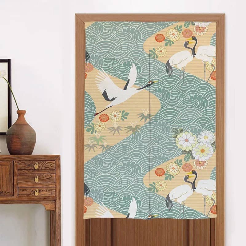 Doorway Noren Curtain, Art Wall Tapestry for Home Decor, Cotton Linen Curtain, 33.5 x 55 inch or 85 x 140 cm, Room Dividers image 2