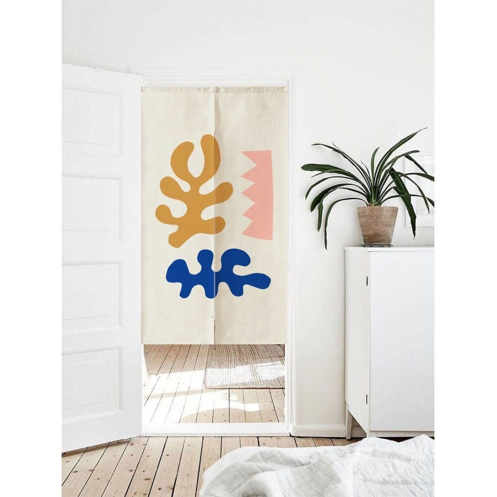 Matisse Inspired Abstract Art Illustration Doorway Entrance Curtain Noren image 0