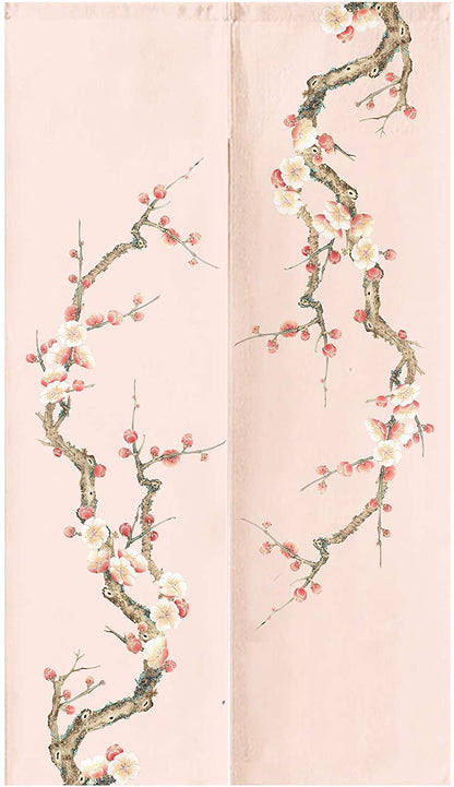 Pink Plum Blossom Noren Doorway Curtain