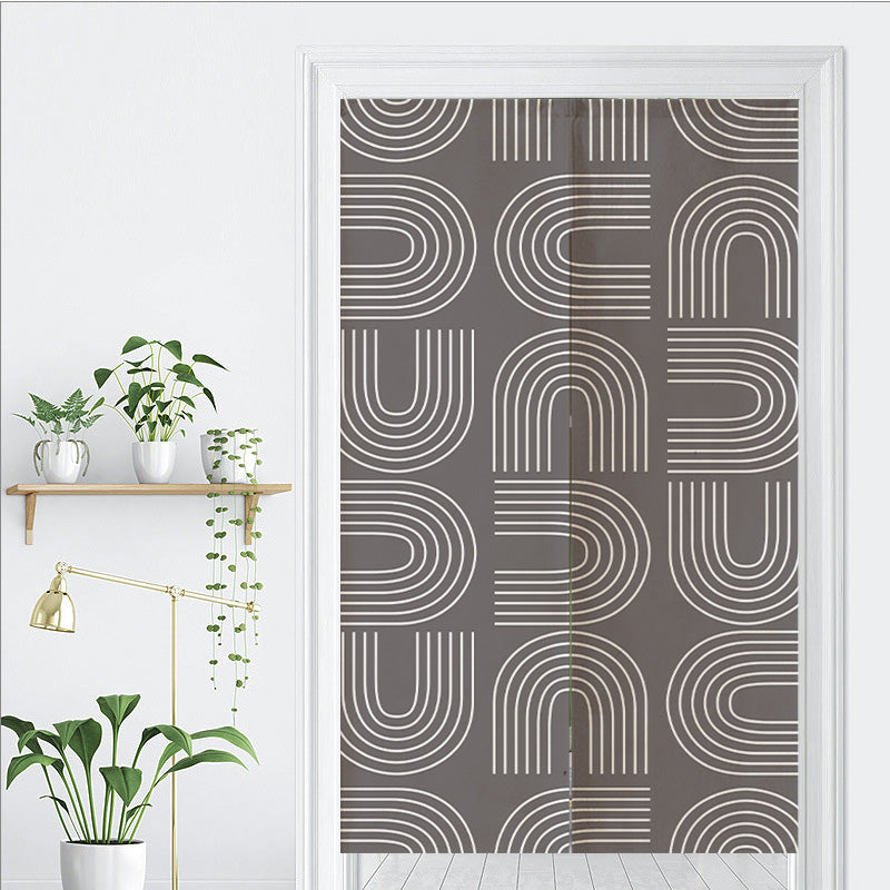 Grey U Shaped Pattern Door Curtain