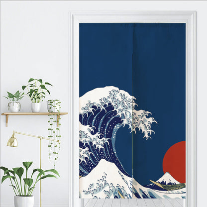 Waves and the Sun Ukiyoe Kanagawa Door Curtain