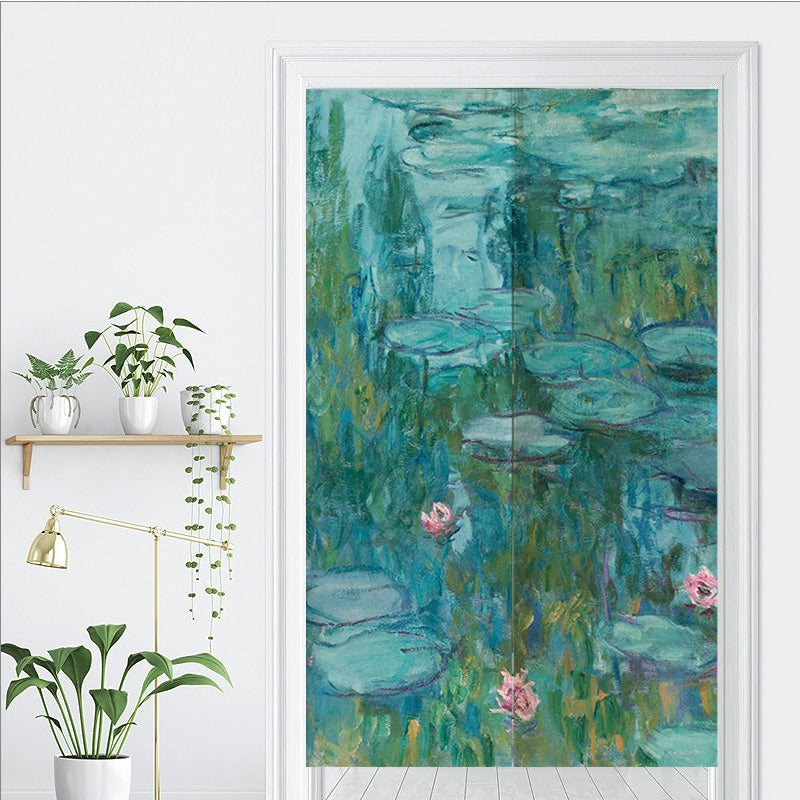 Oil Painting Water Lily Door Curtain