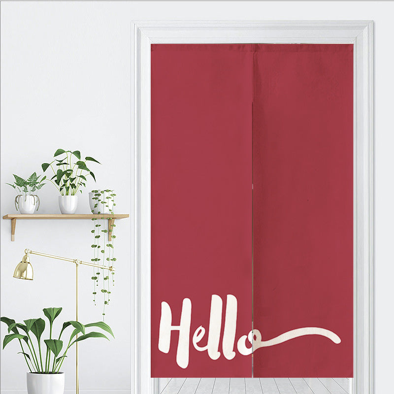 Red Background Hello Door Curtain