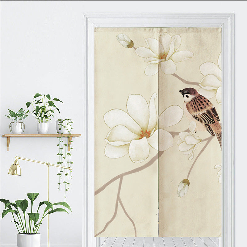 Sparrow Magnolia Flower Door Curtain