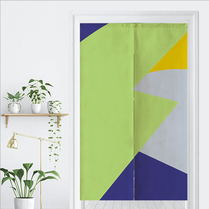 Green Blue Yellow Gray Pattern Door Curtain