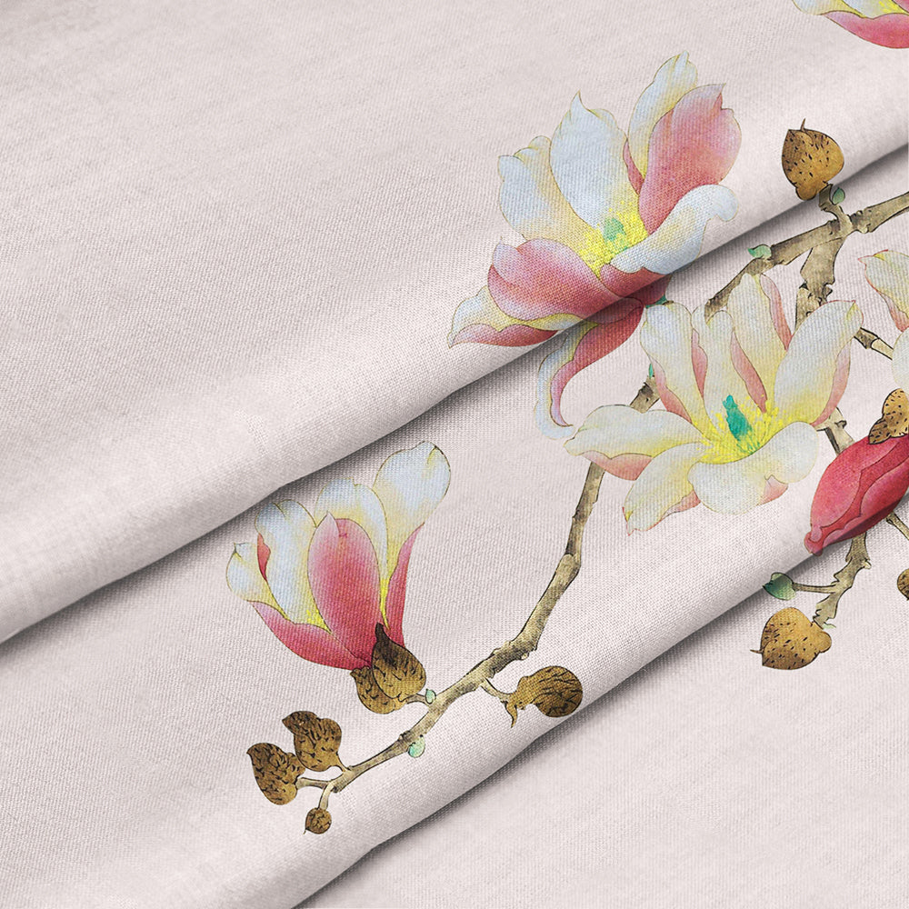 Pink Background Magnolia Door Curtain