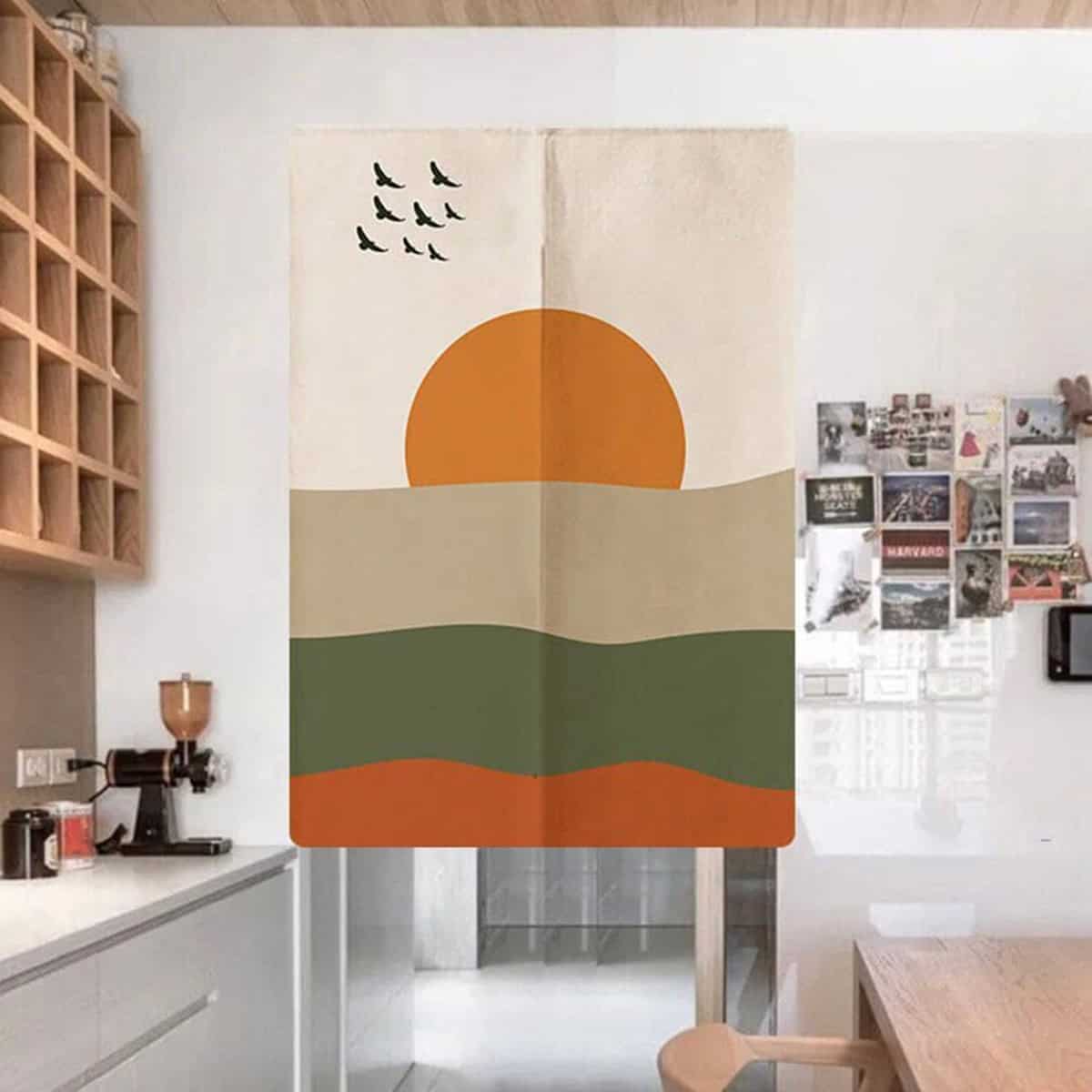 Contemporary Modern Art Landscape Doorway Curtain Noren image 0