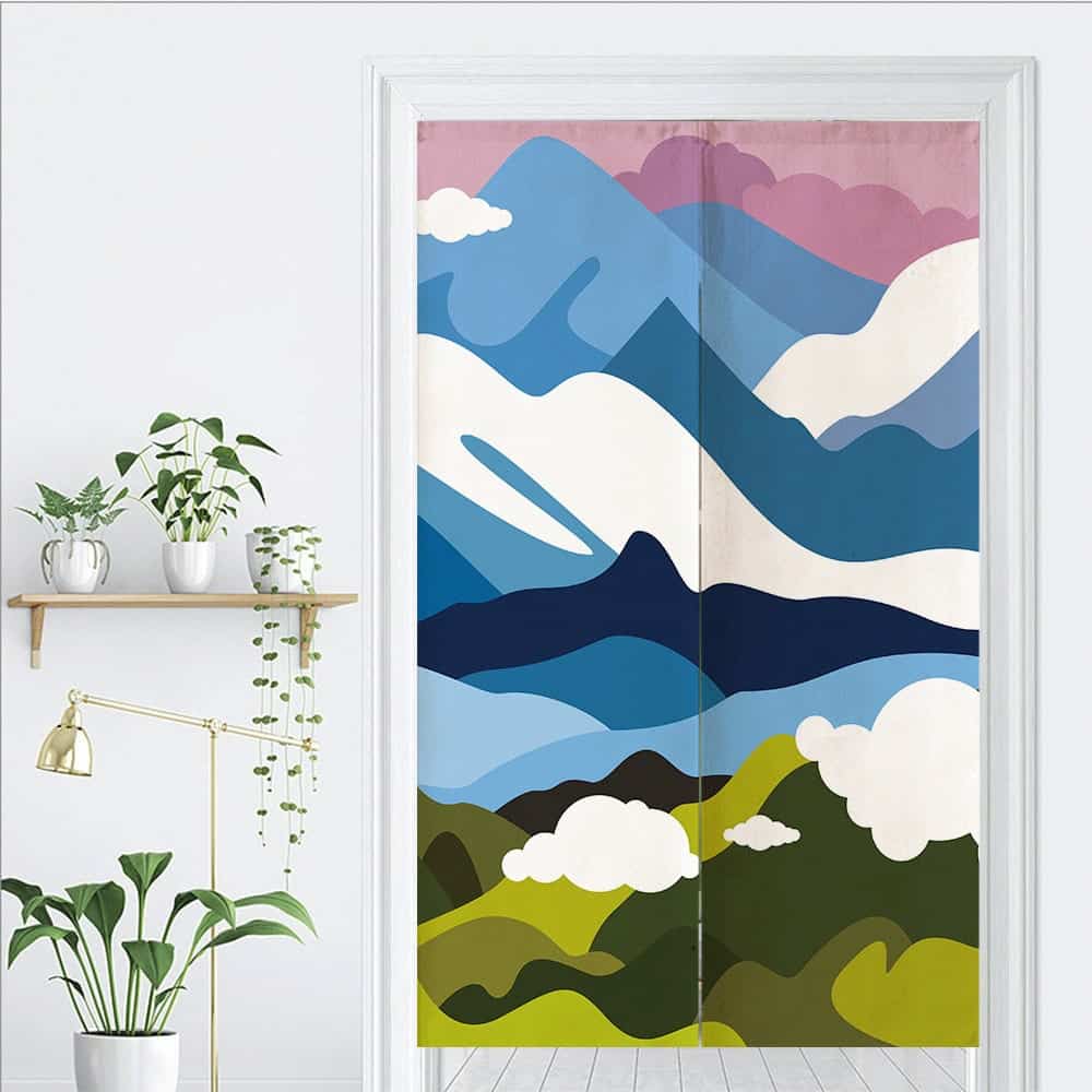 Snow Mountain Landscape Art Doorway Noren Curtain image 1