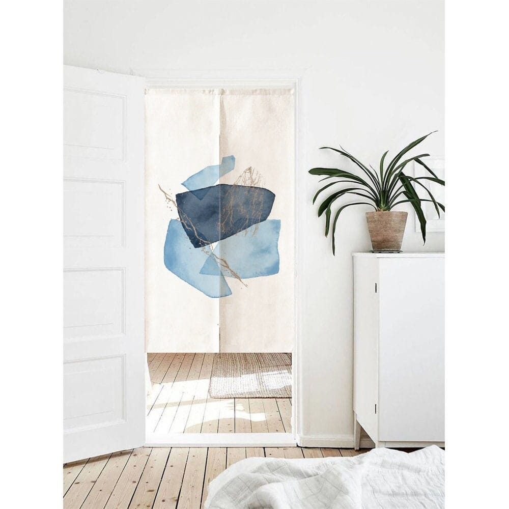 Pastel Blue Color Combination Illustration Entrance Doorway Curtain Noren image 0
