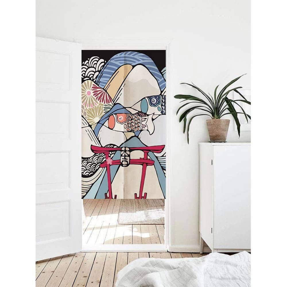 Hand Drawn Japanese Kimono Doorway Noren Curtain image 0