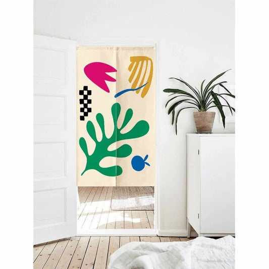 Decorative Painted Leaves Doorway Noren Curtain image 0
