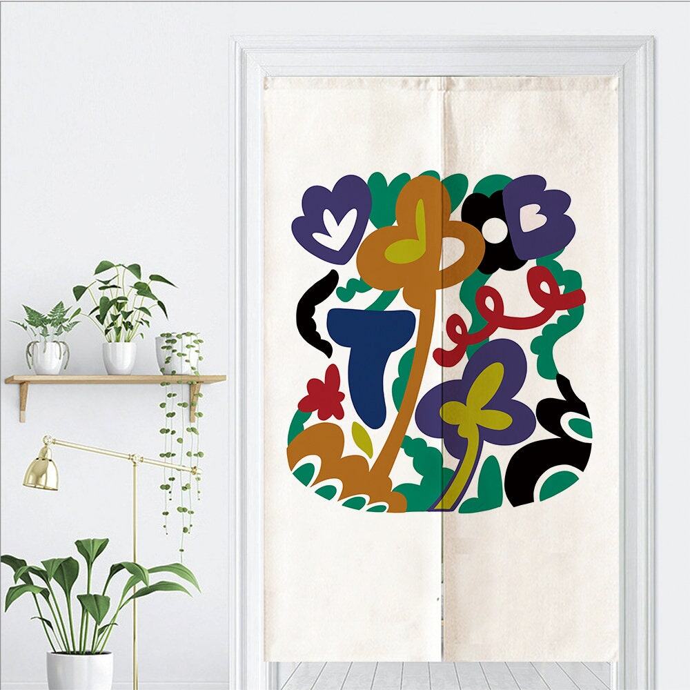 Matisse Inspired Abstract Art Illustration Doorway Entrance Curtain Noren image 1