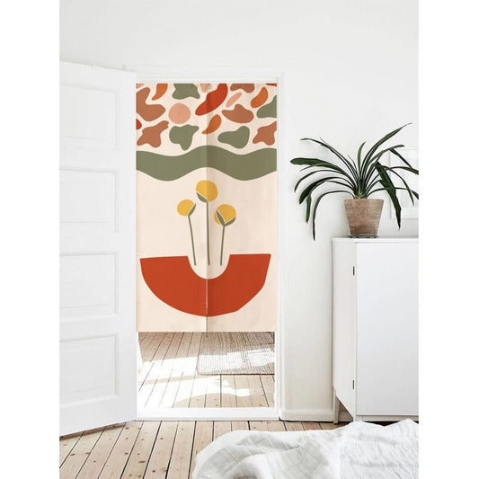 Red Semicircle Pattern Door Curtain image 0