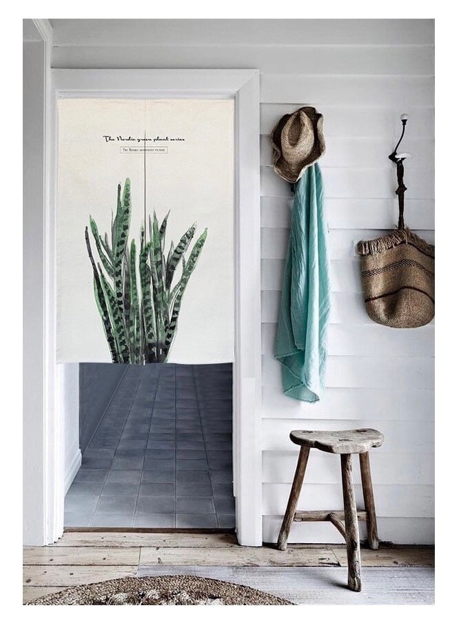 Watercolour Kentia Palm Painting Doorway Noren Curtain image 5