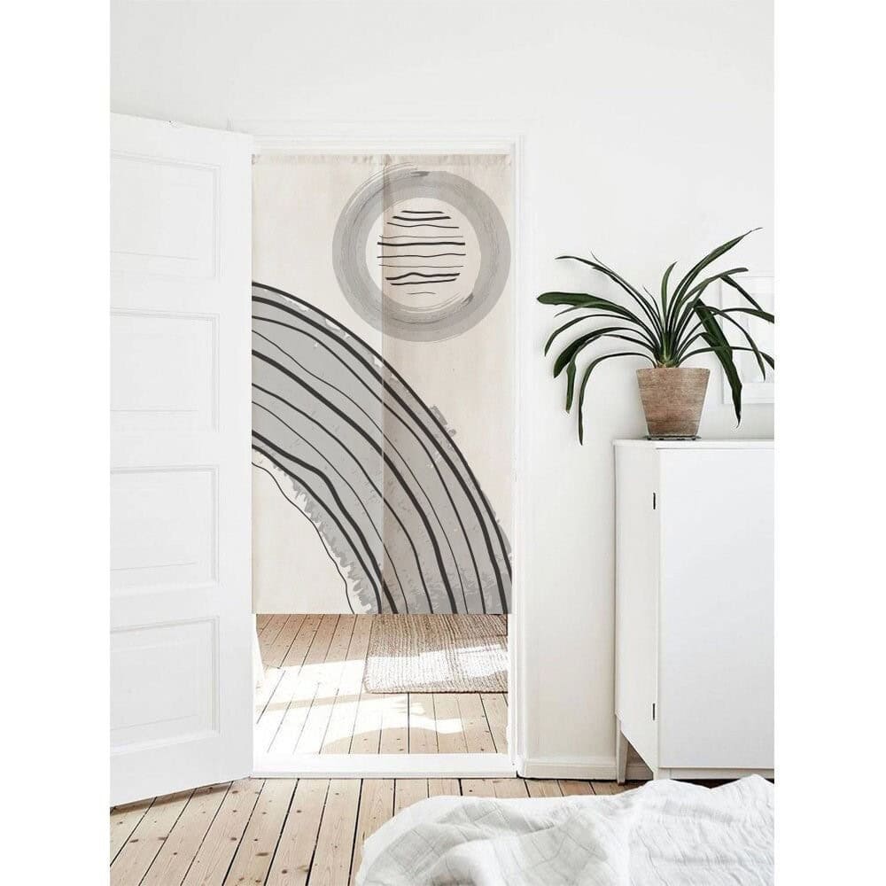 Black line pattern door curtain image 0