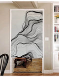 Black and White Abstract Line Art Doorway Curtain Noren image 0