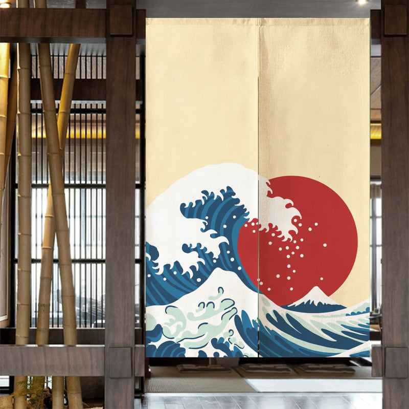 Ukiyoe Waves Sunset Door Curtain