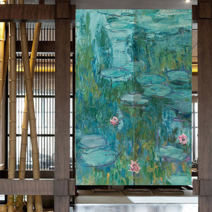 Oil Painting Water Lily Door Curtain